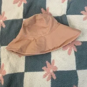 Anthropologie-Reversible Flower Canvas Bucket Hat- Peachy Orange Anthropologie reversible canvas bucket hat peach at Best  main image 4